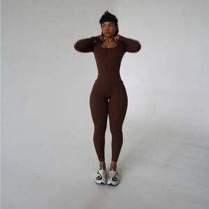 Brown bodysuit with back pockets